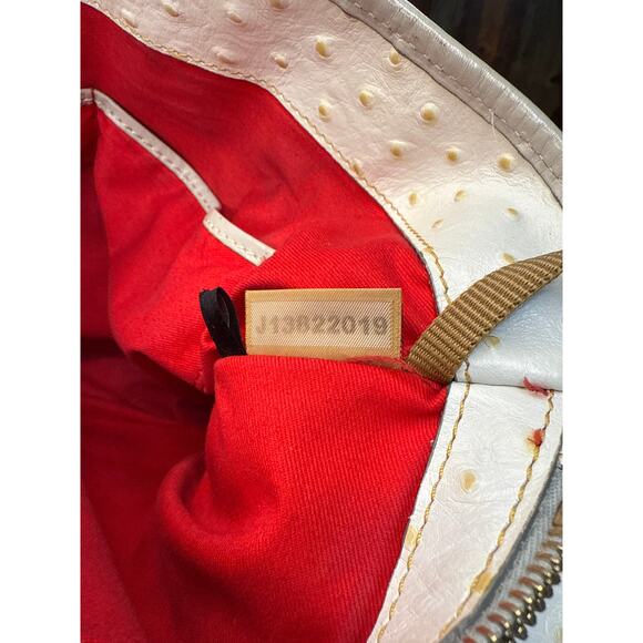 Dooney and Bourke Ostrich Shoulder or Handbag White Taupe Leather - Picture 14 of 16